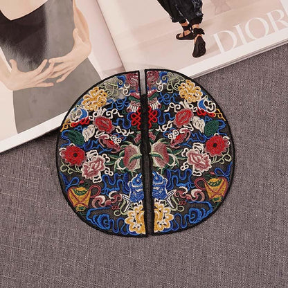 Embroidered Floral Patch: Round Ethnic Style Clothing Decor