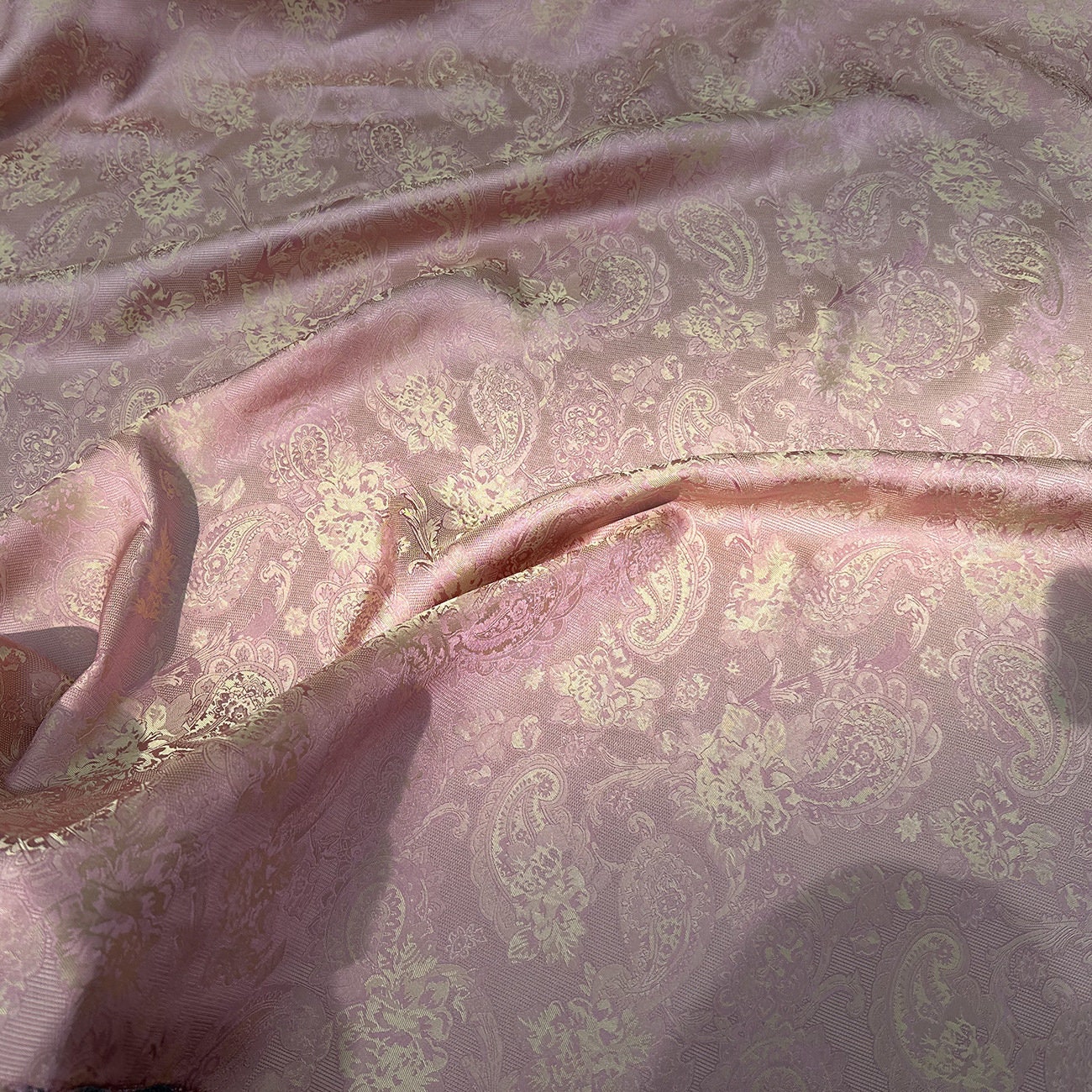 Cashew Flower Jacquard Fabric: Rayon Blend Satin, 59" Wide