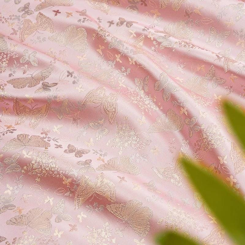 Butterfly Floral Silk Brocade Fabric: 58"W Chinese Wedding Jacquard