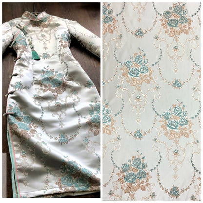 Gold Thread Floral Jacquard Fabric: 57"W Costume & Upholstery Rayon