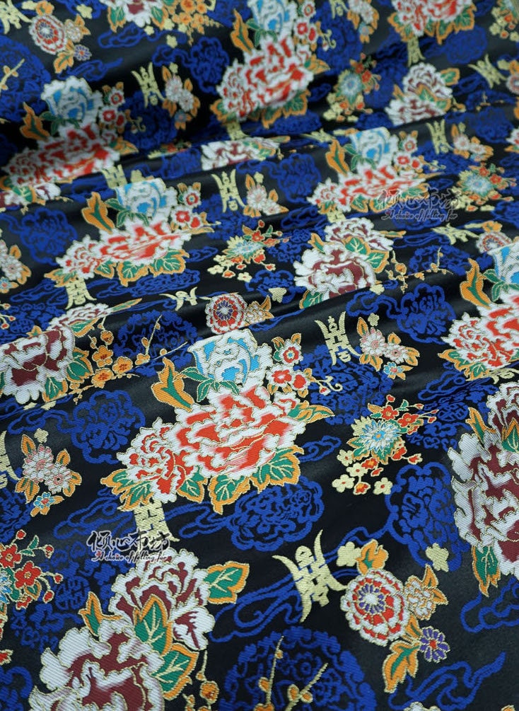 Floral Silk Brocade Fabric: 29"W Chinese Wedding Fabric By The Meter