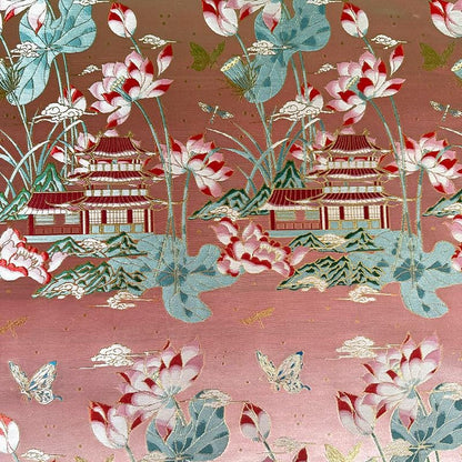 Lotus Silk Brocade Fabric: Tibetan Robe, Cheongsam, Upholstery, 59"W