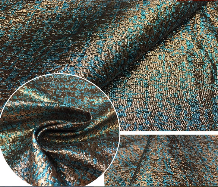 Gold Thread Jacquard Fabric: 3D Oil Painting Texture, 55" Wide