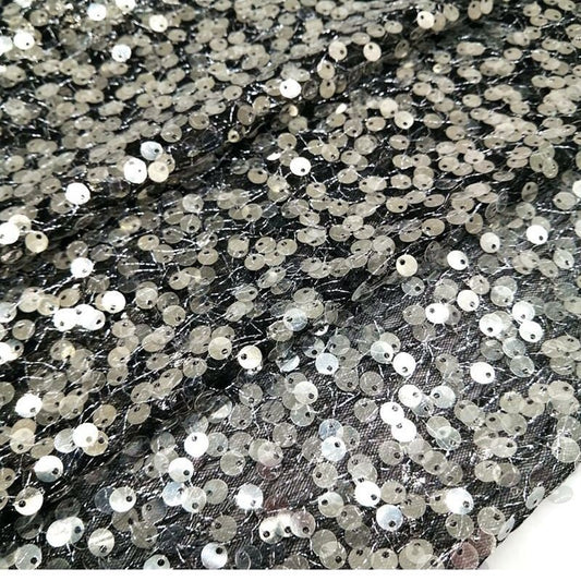Tissu en dentelle à sequins dégradés : Symphonie de perles colorées, 124,5 cm de large