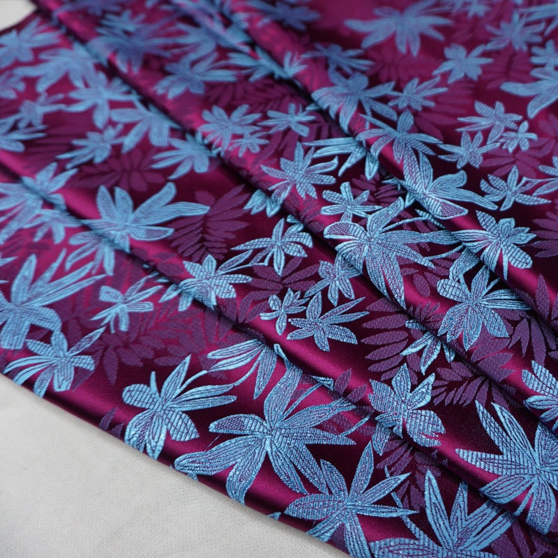 Leaf Brocade Fabric: Silk Satin Cheongsam Hanfu Fabric (By The Meter)