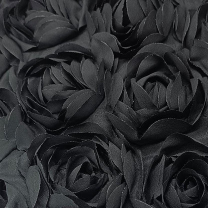 Black Rose Embroidery Fabric: 3D Floral Mesh, Bridal Veil, By The Yard