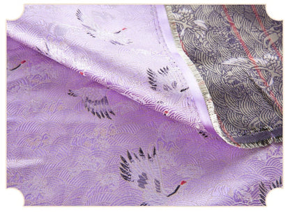 Crane Pattern Jacquard Brocade Fabric: Silk Rayon Blend