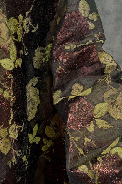 Rose Jacquard Brocade Fabric | Embossed Floral Dress Material, 59" Wide