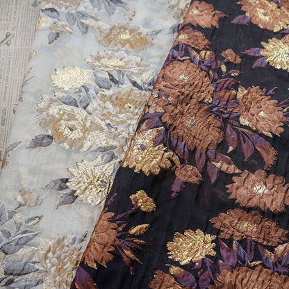 Gold Thread Floral Jacquard Fabric: 54" Wide, Upholstery & Costume