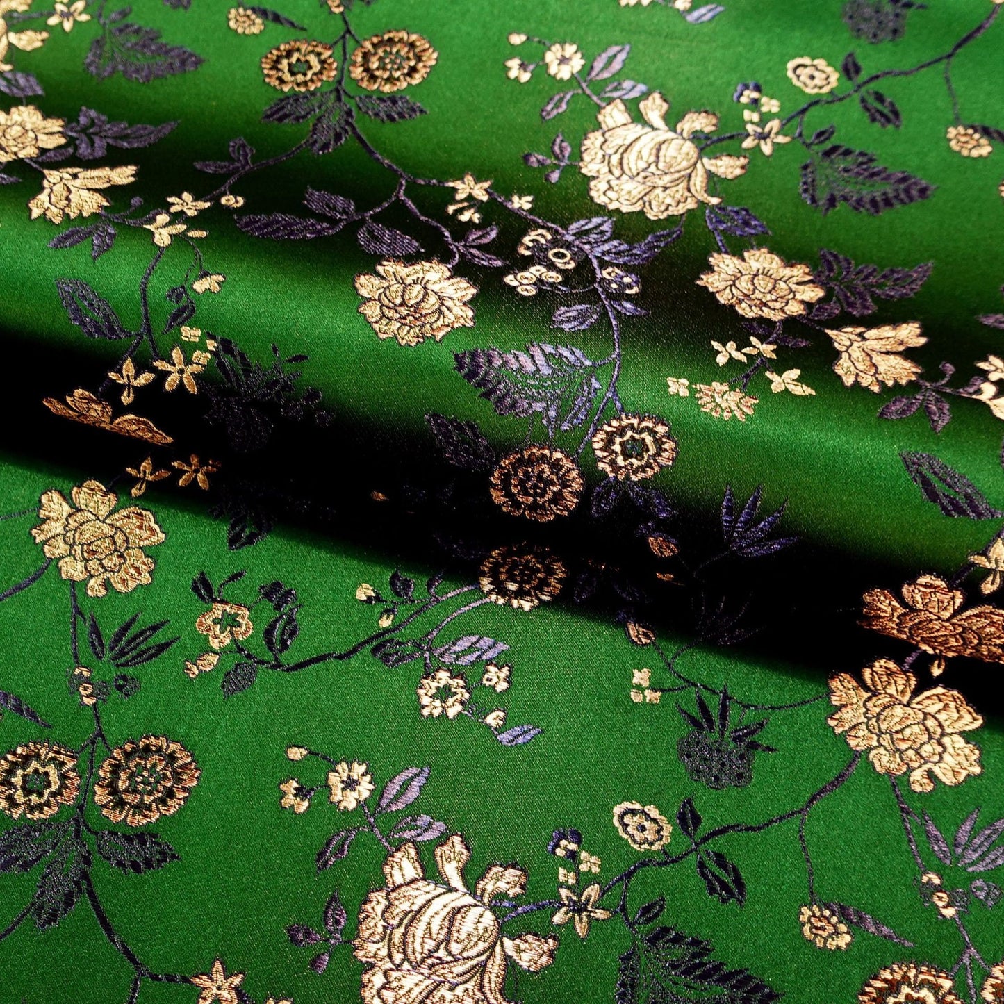 Floral Brocade Fabric: Chinese Ridge Flower Rayon Nylon Blend, 45" Wide