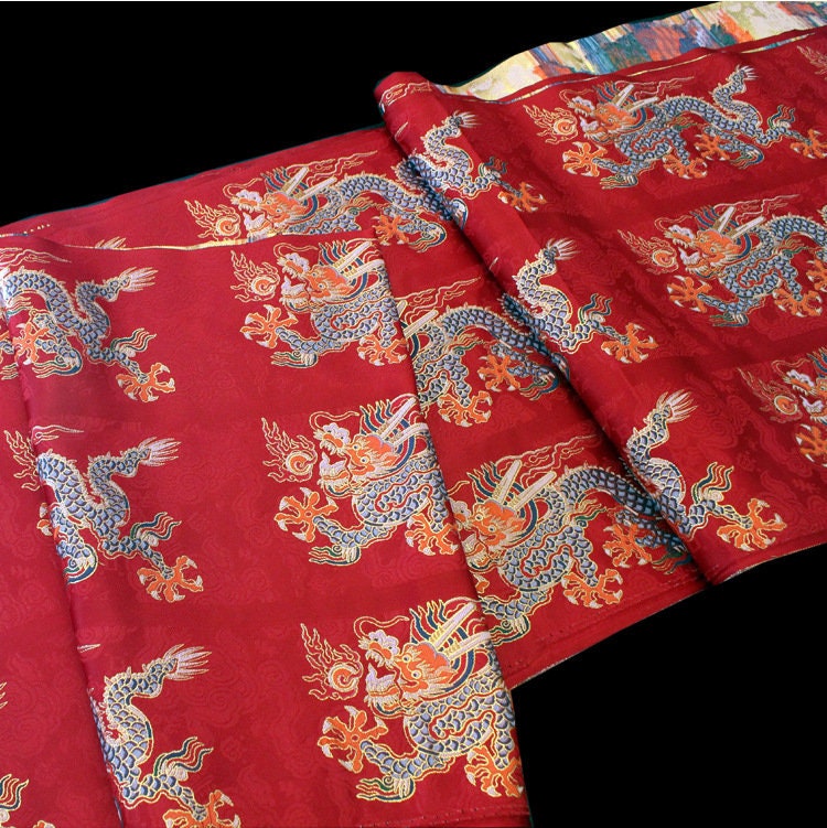 Dragon Jacquard Ribbon: Gold Hanfu Trim, Ethnic Style (10cm)