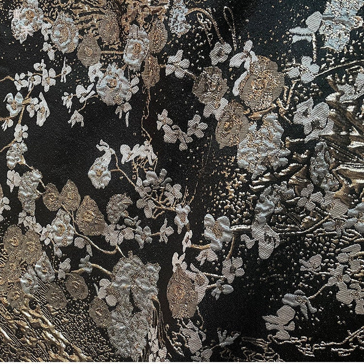 Metallic Floral Jacquard Fabric: 57" Wide Cotton Blend
