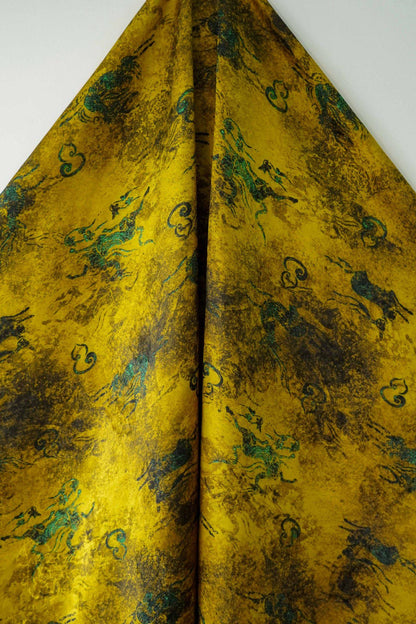 Tissu satin de soie Good Fortune Tea : Impression numérique pour ameublement, costumes, décoration (55 po de largeur)