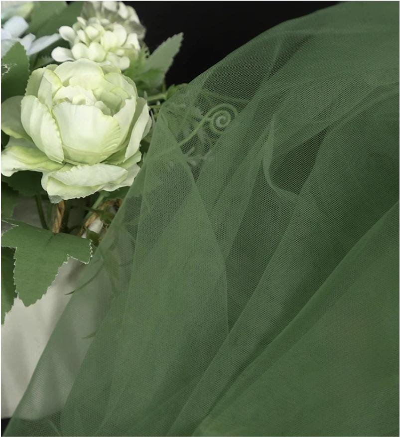 Green Sheer Gauze Mesh Fabric ��� Wedding & Party Decor, Drapi")