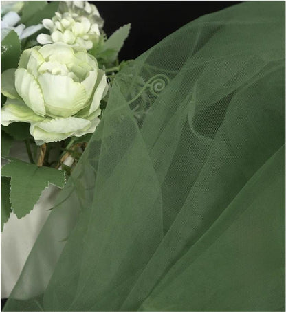 Green Sheer Gauze Mesh Fabric ��� Wedding & Party Decor, Drapi")