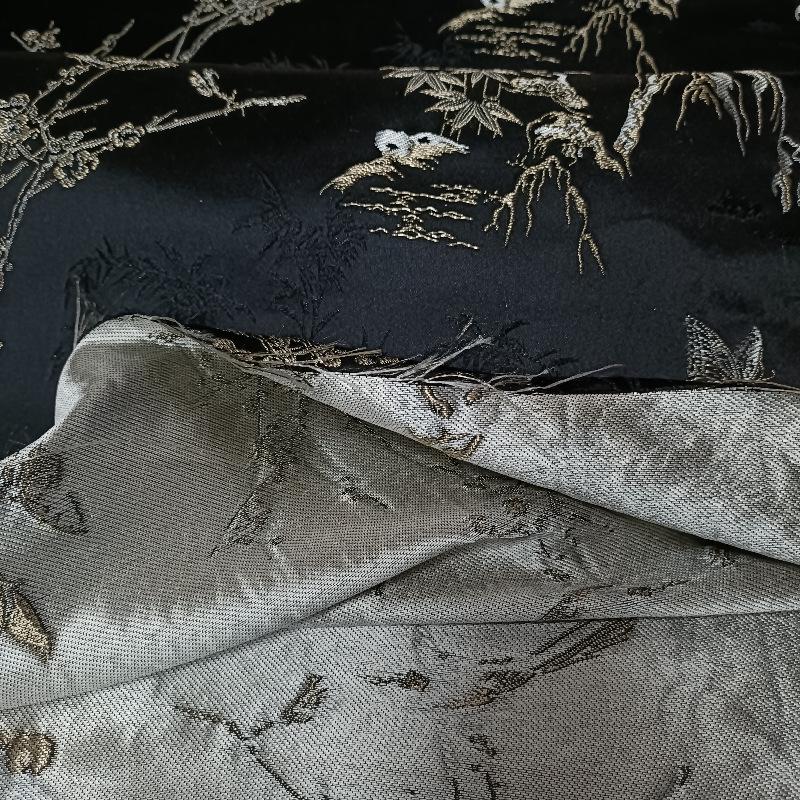 Black Butterfly Brocade Fabric: 55"W Cheongsam Qipao Sewing Material