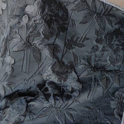 Reversible Floral Jacquard Fabric: Gold Thread, 3D Embossed - 62"W