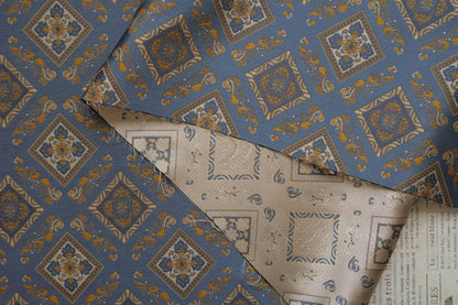 Nishijin Ori Brocade Fabric: Japanese Pavilion Pattern, 63"W Rayon Blend