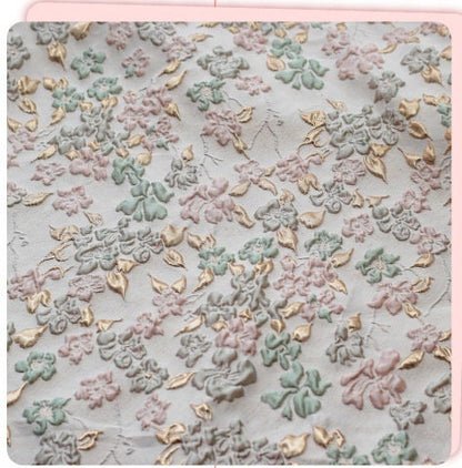 Jacquard Flower Fabric: Gold Embossed 3D Bubble Design, 55" Wide