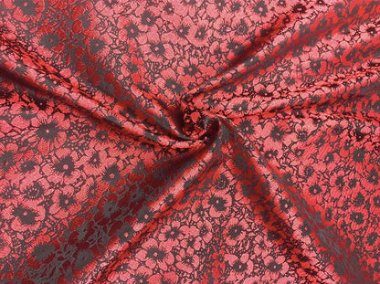 Tissu brocart à motifs floraux : jacquard de soie et rayonne, tissu pour costumes