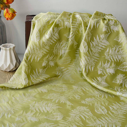 Vintage Jacquard Brocade Fabric: Fern Leaf Sewing Material, 59" Wide