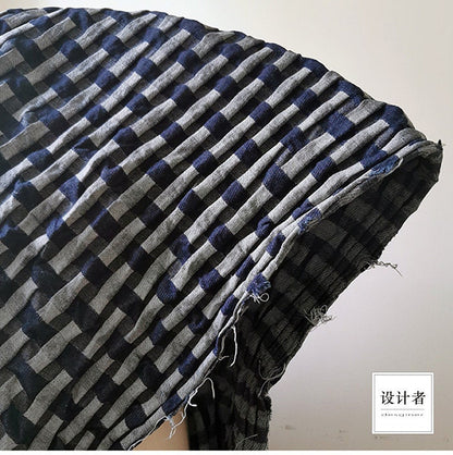Tissu denim jacquard : coton à motif losanges 3D, pour l’ameublement et la couture (170 cm)