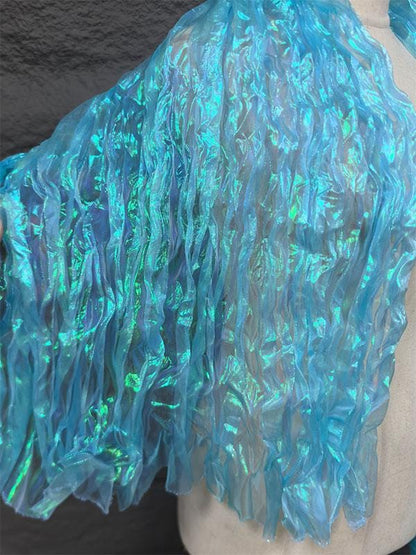 Mermaid Iridescent Pleated Organza Fabric - 55" Wide