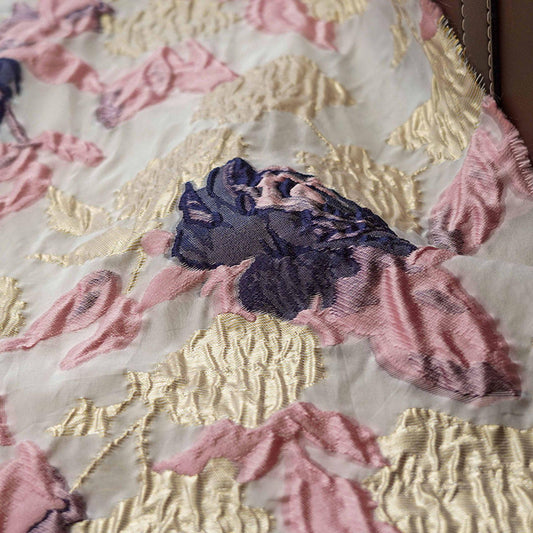 Gold Thread Jacquard Fabric: 53"W Retro Palace Damask - By The Meter