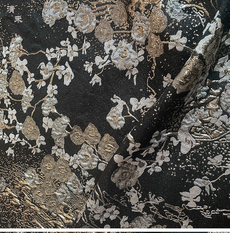 Metallic Floral Jacquard Fabric: 57" Wide Cotton Blend