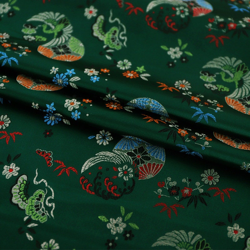 Floral Jacquard Brocade Fabric: Chinese Mongolian Style Rayon (29.5" Wide)