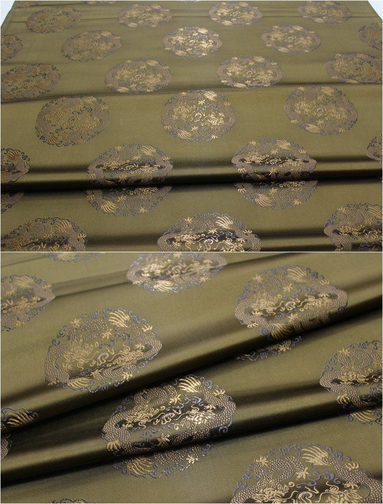 Dragon Brocade Fabric: Multicolor Chinese Silk Rayon Blend (29.5"W)