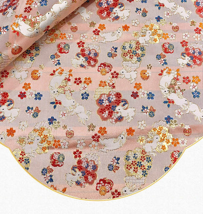 Sakura Rabbit Jacquard Brocade Fabric: 59" Wide Silk Rayon Blend