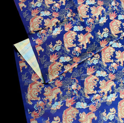 Lion Jacquard Brocade Fabric: Gold Threaded Apparel & Home Decor, 58"W