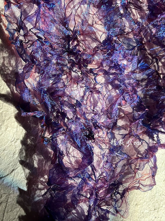 Tissu organza texturé 3D : plis cristallins irréguliers, 140 cm de large