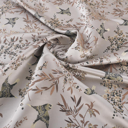 Bird Damask Fabric: 59"W Jacquard Satin Rayon, Costume Decor
