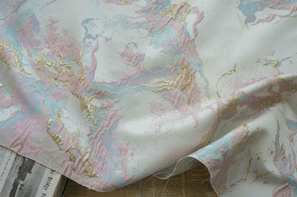 Gold Thread Jacquard Fabric: 3D Oil Painting Texture, 57" Wide