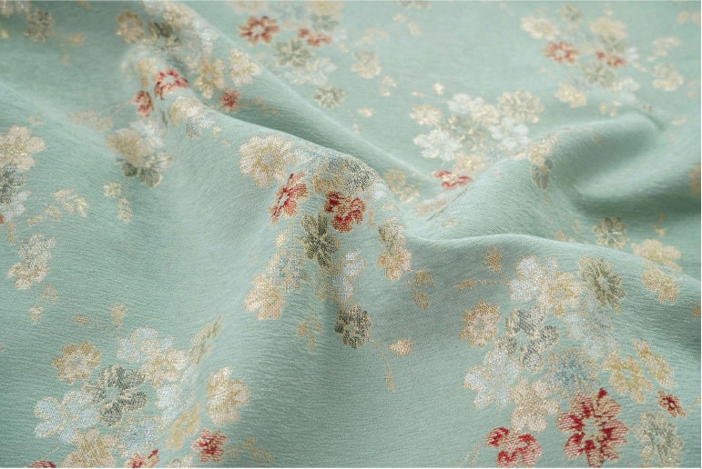 Tissu jacquard à motif floral : style cour française rétro, 150 cm de large