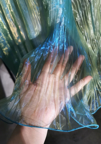 Pleated Big Wave Laser Organza Fabric - 57" W Stiff Texture