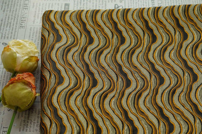 Tissu jacquard à vagues vintage - Tissu texturé 3D en relief pour la couture bohème, l'ameublement et les loisirs créatifs, 140 cm de large