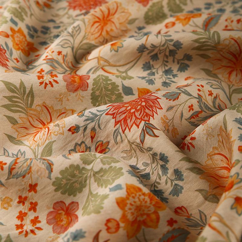 Tissu Tencel Ramie à motifs floraux : Matière première pour robes, châles et décorations - Vendu au mètre