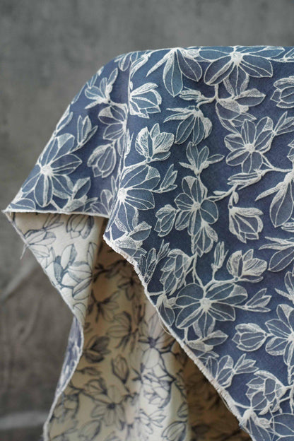 Jacquard Denim Fabric: 3D Jean Cotton, Thick Jacket Material, 53" Wide