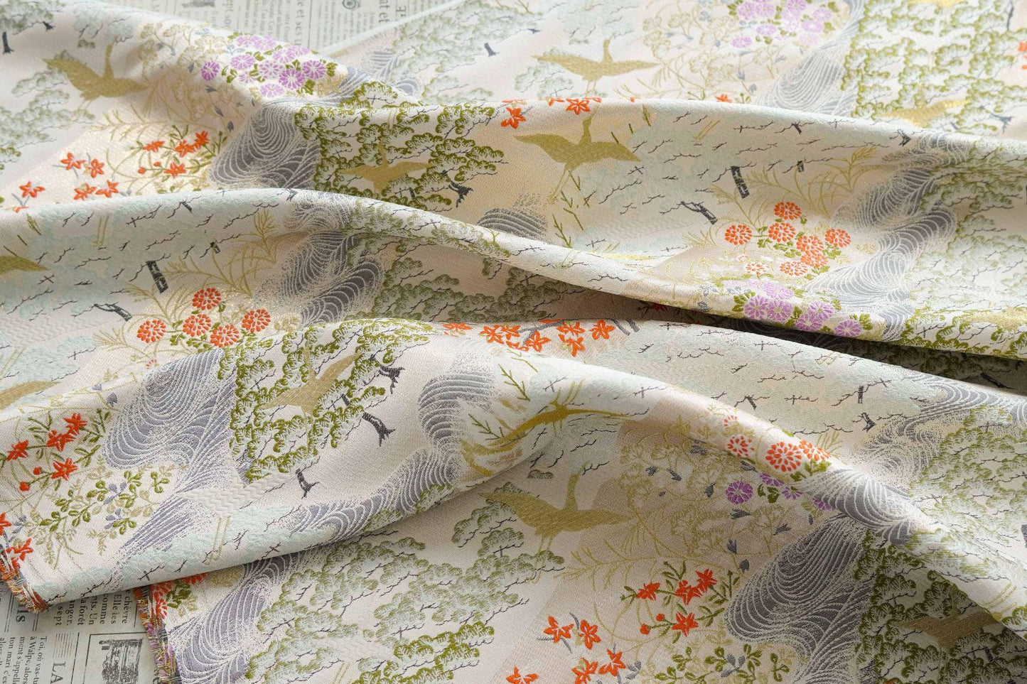 Jacquard Upholstery Fabric: Chinese Painting Pattern, Gold Thread (59" Wide, By The Meter)