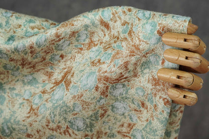 Tissu jacquard floral abstrait à motif café vert champêtre ���� Quilting, ameublement, canapé, sac, couture DIY, décoration intérieure"Large