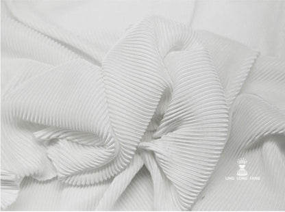 Pleated Striped Satin Fabric: Silky Crinkle Drape, 63" Wide