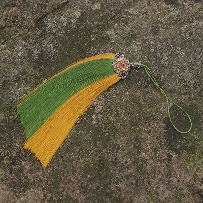 Handmade Two-Color Rayon Tassel: Antique Decor Pendant (16.5cm)