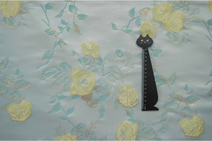 Gold Thread Floral Jacquard Fabric: 3D Texture, 63" Wide By The Meter