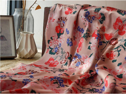 Morning Glory Jacquard Fabric: Pink Japanese Style Floral, 57" Wide - Poppylollipop