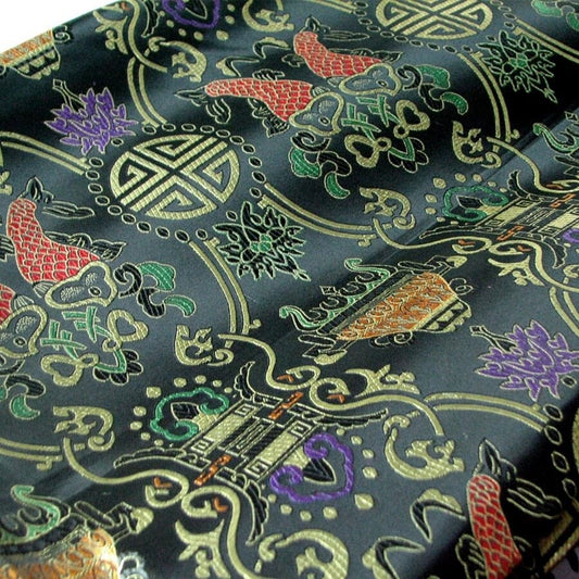 Tissu brocart de soie à double motif Poissons : Tissu pour cheongsam, Décoration intérieure