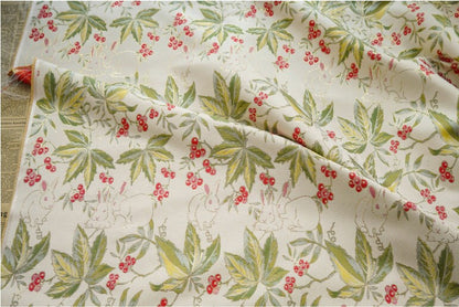 Gold Thread Jacquard Fabric: Green 3D Designer Sewing Fabric - 55" W