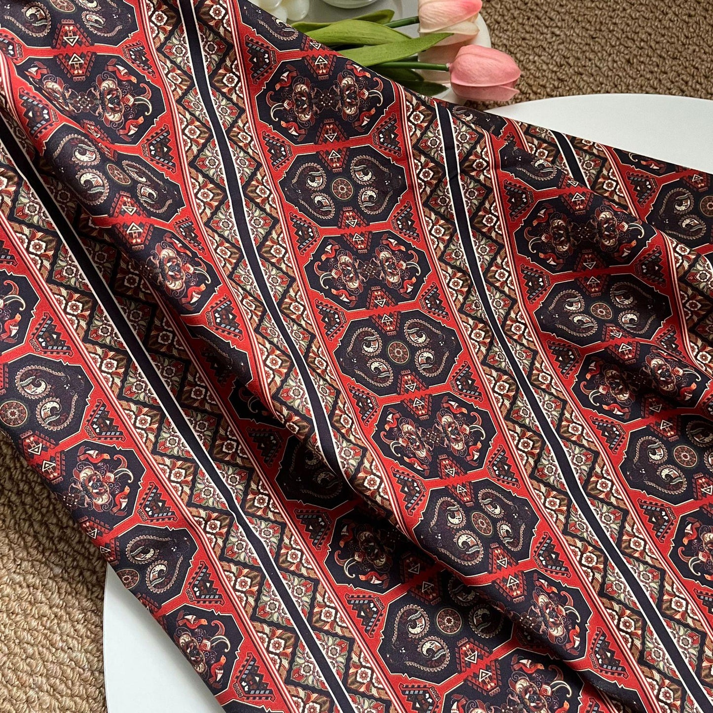 1960s Cotton Fabric: Retro Print, Upholstery, Costume, Sewing (59"W)